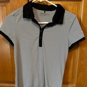 Nike black and white striped women’s golf shirt